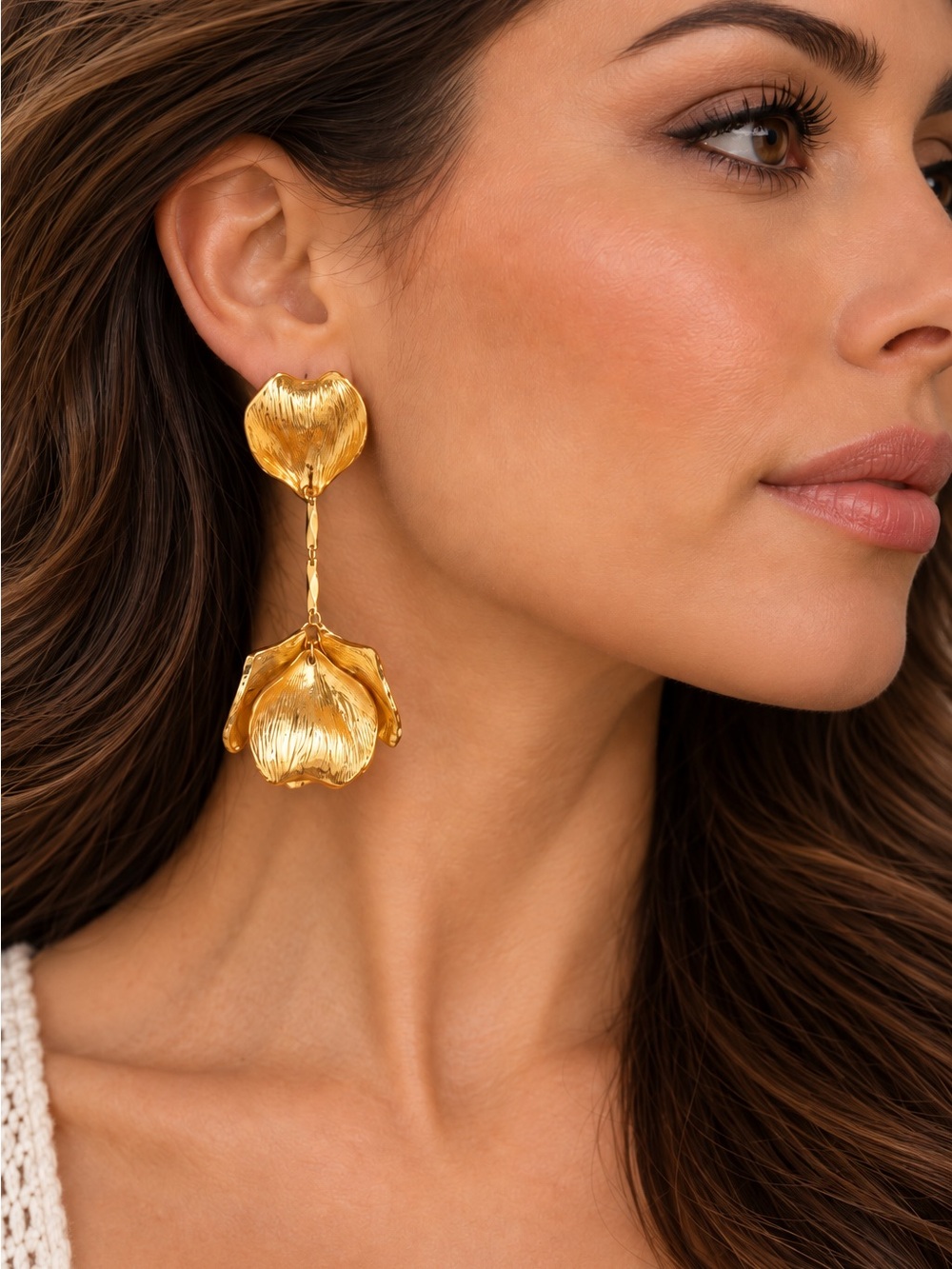Gold Floral Drop Earrings - Elegant Women’s Jewelry
